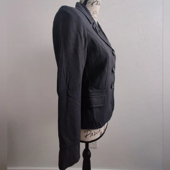 Ann Taylor Loft Dark Gray Business Casual Office Work Petite Blazer_4P - Picture 2 of 8